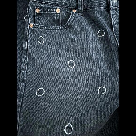 FALL CLEARANCE NWOT Asos Alien Rhinestone Embellished Mom Jeans - Sz 30 - Picture 4 of 4